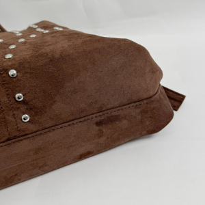 Casual Style Metal Hardware Studded Solid Color Rivet Suede Women's Square Shoulder Bags h5 Picture10