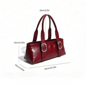 Casual Style Metal Hardware Solid Color Pu Women's Underarm Shoulder Bags h5 Picture6