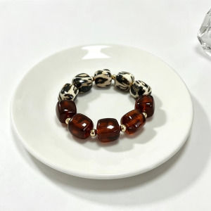 Simple Series Retro Leopard Print Gradient Color Resin Women's Beaded Bracelets h5 