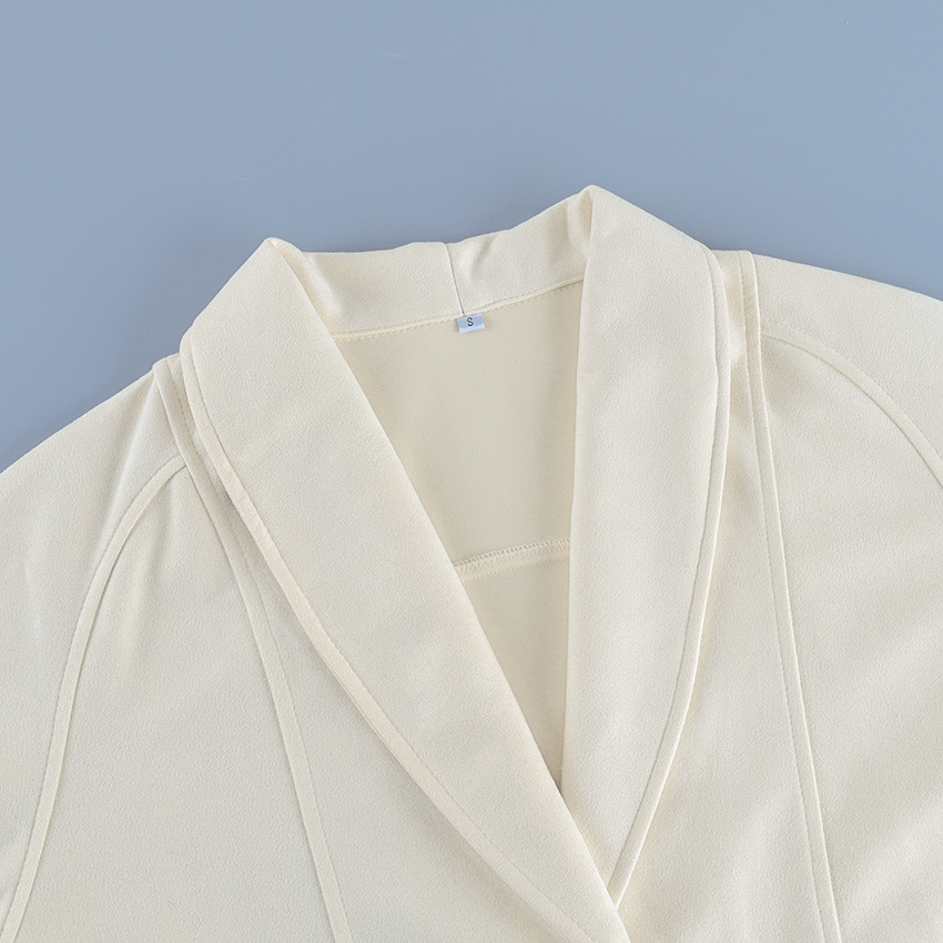 Retro Solid Color Tie-Up Regular  Jackets & Coats Picture5
