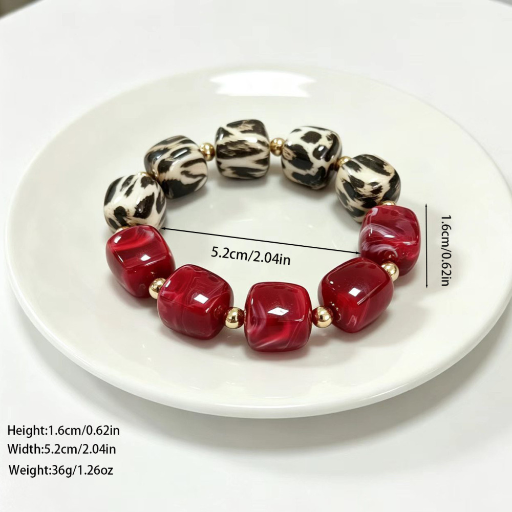 Simple Series Retro Leopard Print Gradient Color Resin Women's Beaded Bracelets Picture3