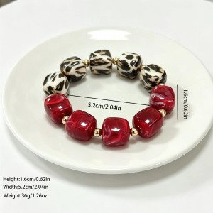 Simple Series Retro Leopard Print Gradient Color Resin Women's Beaded Bracelets h5 Picture3