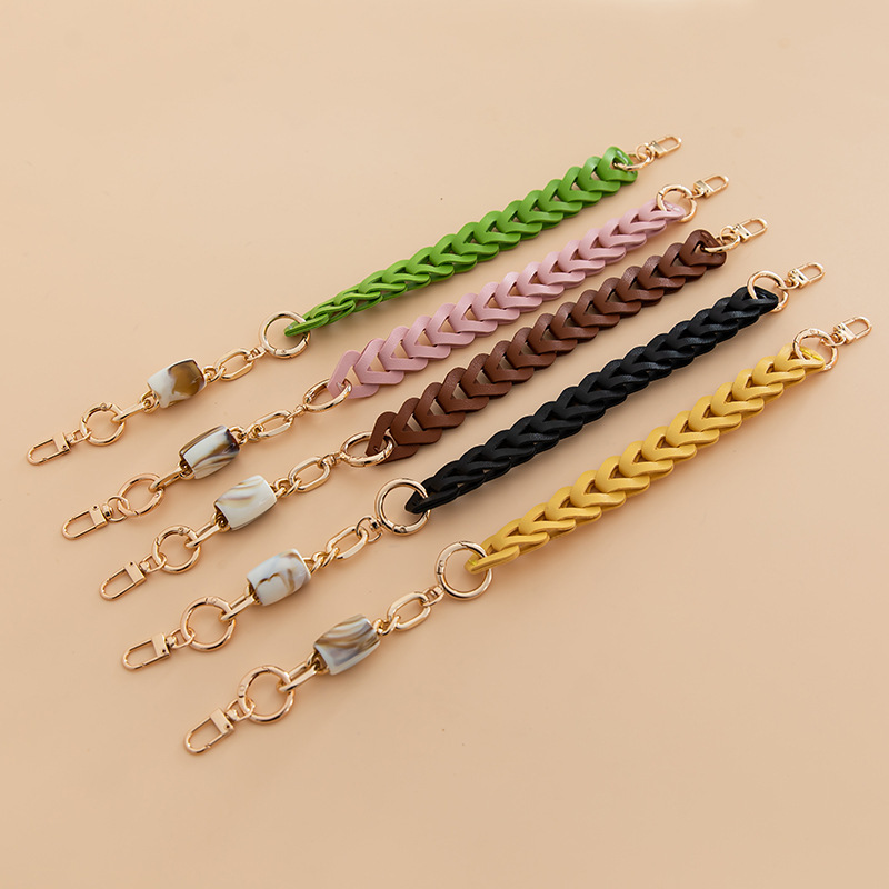Simple Series Casual Solid Color Beads Chain Gradient Color Pu Phone Chain Bag Straps h5Picture4
