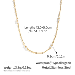 Stainless Steel Waterproof Gold Color Pearl Women's Chain Necklaces h5 