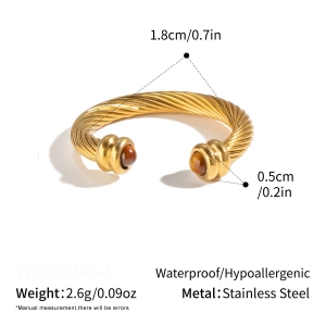 Stainless Steel Waterproof Gold Color Natural Stone Rings h5 