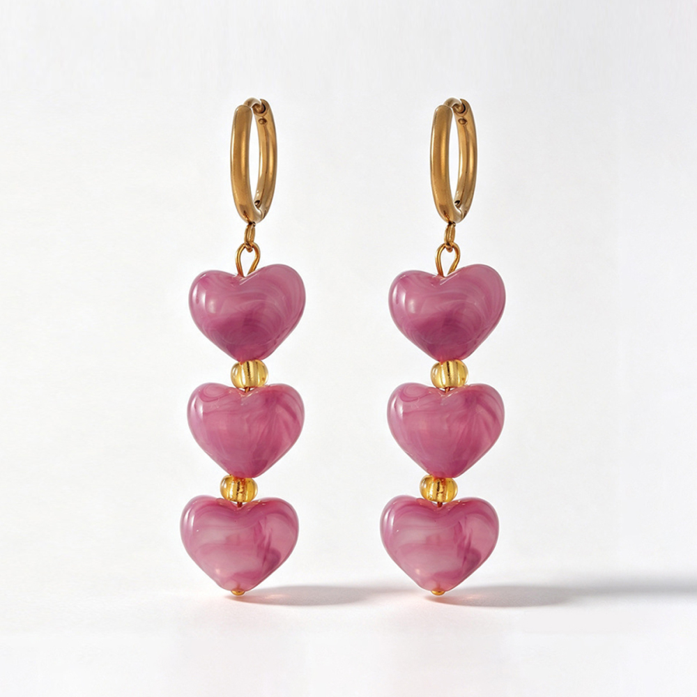 Heart Gradient Color Resin Women's Beads Earrings Picture2