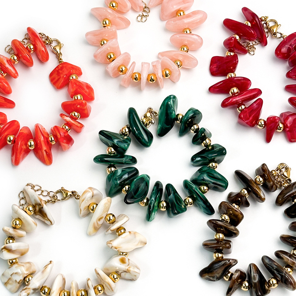 Simple Series Retro Irregular Shape Beads Resin Women's Beaded Bracelets h5Picture2