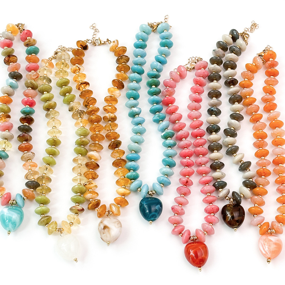 Simple Series Retro Beads Gradient Color Resin Women's Beaded Necklaces Picture2