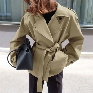 Elegant Solid Color Tie-Up Regular  Jackets & Coats h5 