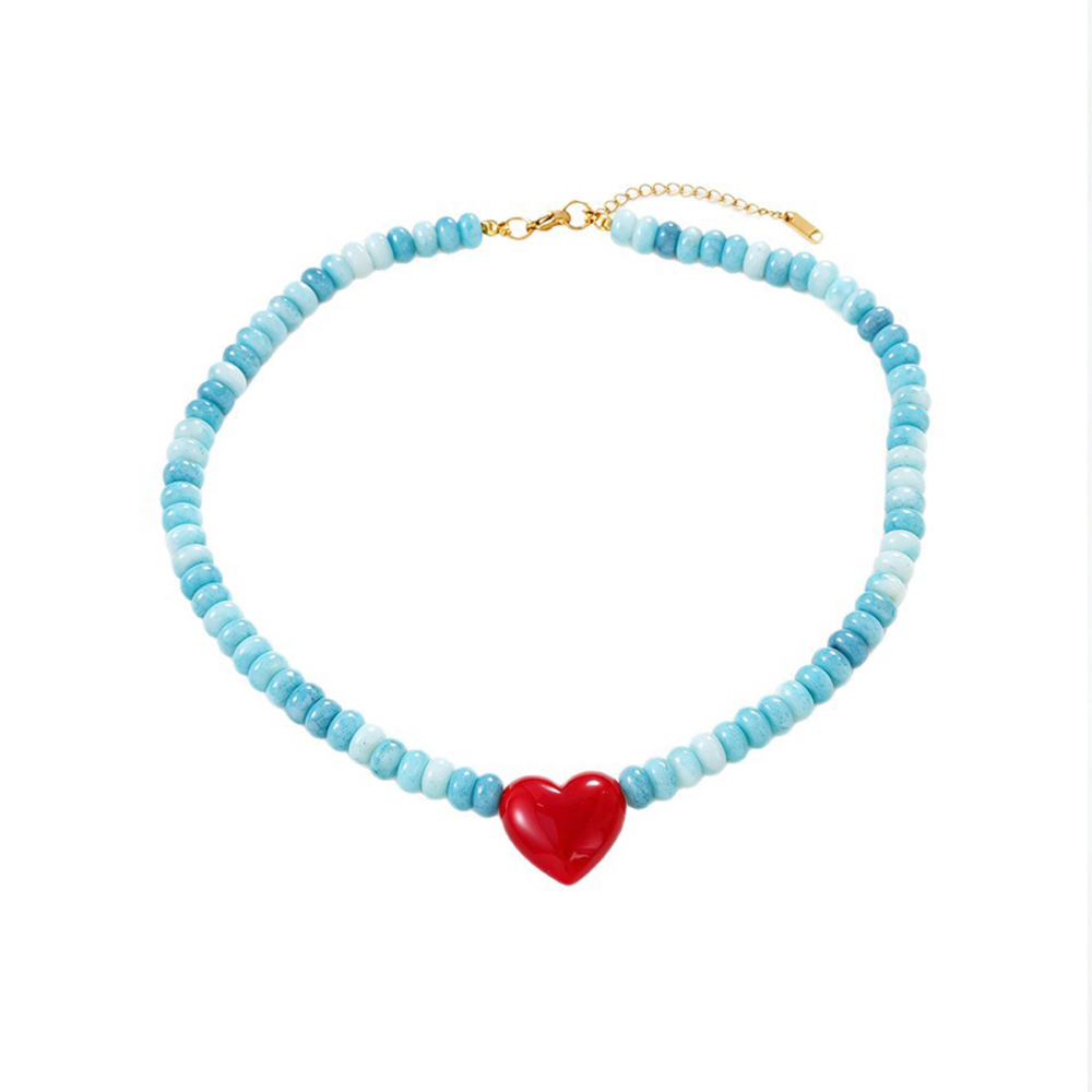 Romantic Series Sweet Heart Beads Natural Stones Women's Beaded Necklaces h5Picture2