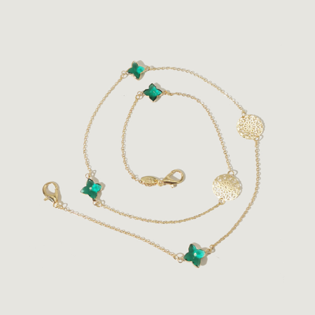 Simple Series Daily Chain Clover Copper Rhinestone Glasses Chains
