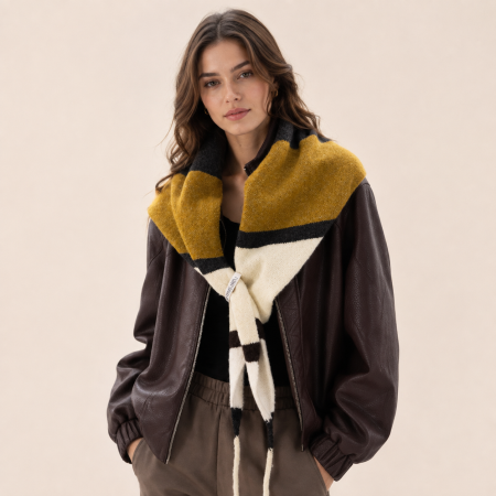 Simple Series Daily Stripe Mixed Color Wool Triangular Scarves
