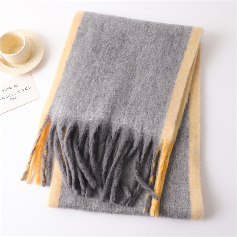 Simple Series Daily Tassel Mixed Color Gradient Color Polyester Winter Scarves Picture2