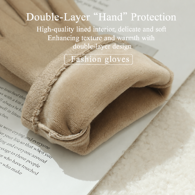 Simple Series Elegant Solid Color Twist Suede Gloves Picture6