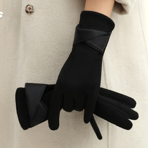 Simple Series Elegant Solid Color Twist Suede Gloves h5 