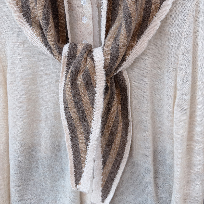 Simple Series Daily Stripe Mixed Color Wool Polyester Blend Triangular Scarves Picture3