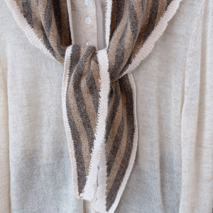 Simple Series Daily Stripe Mixed Color Wool Polyester Blend Triangular Scarves h5 Picture3