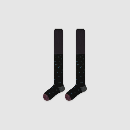 Slight Bounce Retro Stripes Color Clash Small Floral Mid-Calf Socks 2
