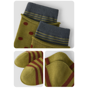 Retro Stripes Polka Dots Color Clash Mid-Calf Socks h5 Picture3