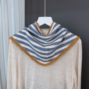 Simple Series Daily Stripe Mixed Color Wool Polyester Blend Triangular Scarves h5 Picture4
