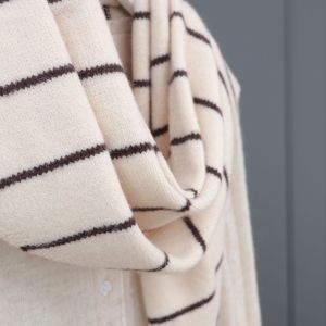Simple Series Daily Solid Color Stripe Wool Polyester Blend Triangular Scarves h5 Picture5