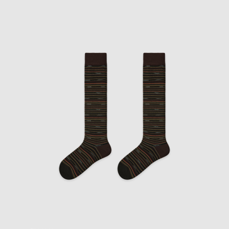 Retro Stripes Plaid Color Clash Small Floral Mid-Calf Socks