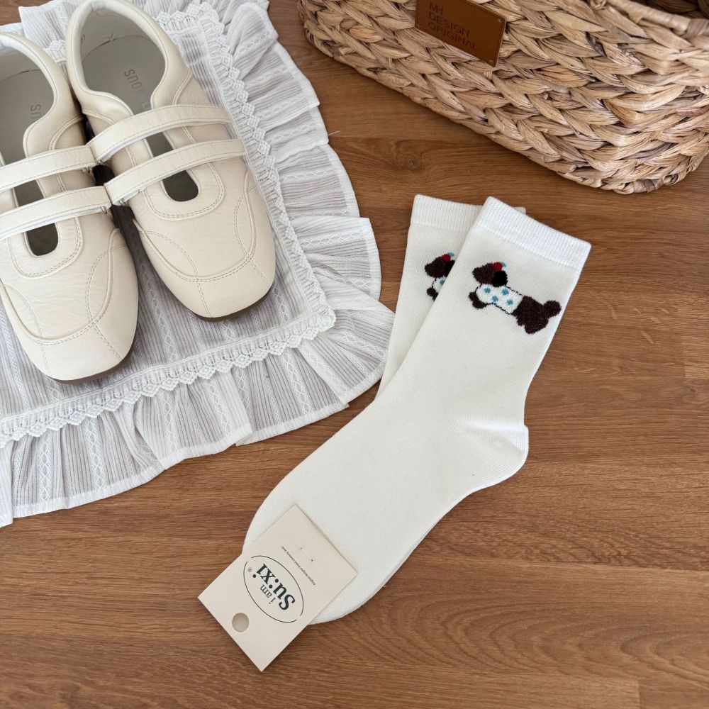 Slight Bounce Cute Solid Color Animal Cartoon Mid-Calf Socks 