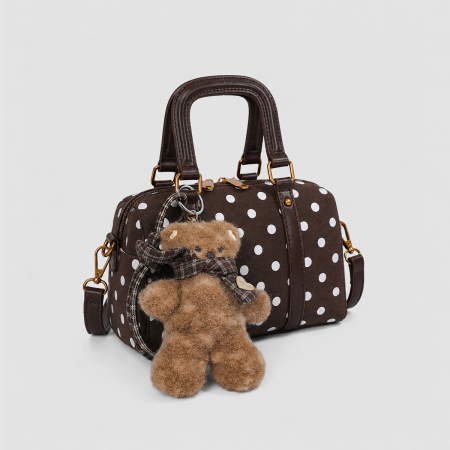 Casual Style Polka Dots Fabric Women's Boston Bag 2