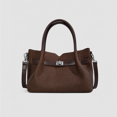 Parisian Chic Style Metal Hardware Mixed Color Fabric Women's Tote Bag
