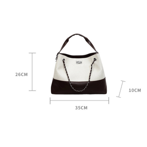 Old Money Style Patchwork Mixed Color Fabric Women's Shoulder Bags h5 Picture5