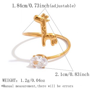 Simple Series Daily Animal Stainless Steel Waterproof Gold Color Zircon Statement Rings h5