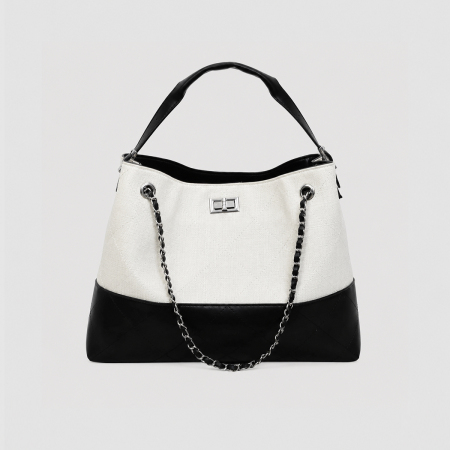 Old Money Style Patchwork Mixed Color Fabric Women's Shoulder Bags