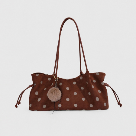 Casual Style Polka Dots Imitation Suede Women's Shoulder Bags