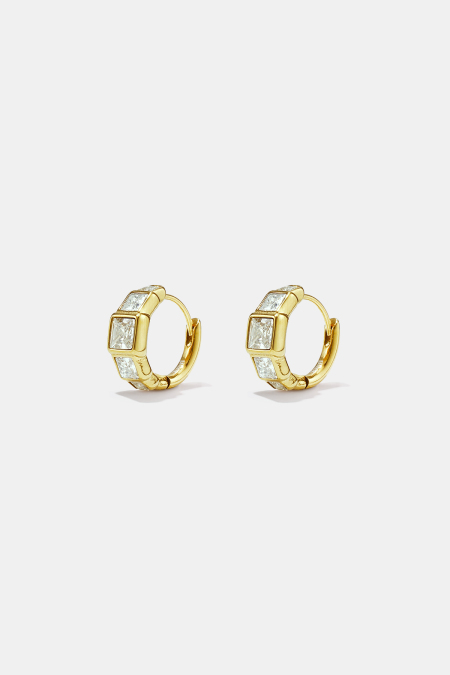 Stainless Steel Hoop Earrings Rectangle Simple Daily Simple Series Women's Jewelry