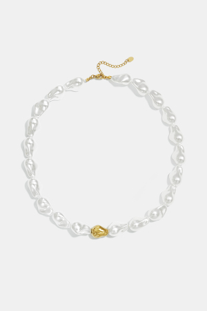 Perlenketten Aus Edelstahl, Unregelmäßige Form, Schlichte Alltags-Serie, Damenschmuck h5