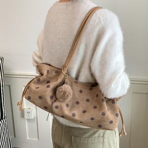 Casual Style Polka Dots Imitation Suede Women's Shoulder Bags h5 Picture4