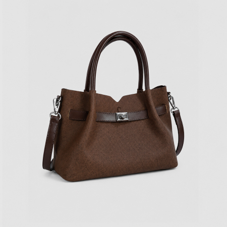 Parisian Chic Style Metal Hardware Mixed Color Fabric Women's Tote Bag 2
