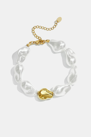 Edelstahl-Perlenarmbänder, Unregelmäßige Form, Schlichte Alltagsserie, Damenschmuck h5