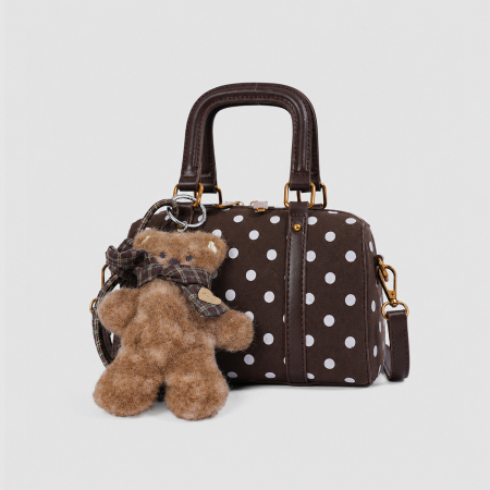Casual Style Polka Dots Fabric Women's Boston Bag