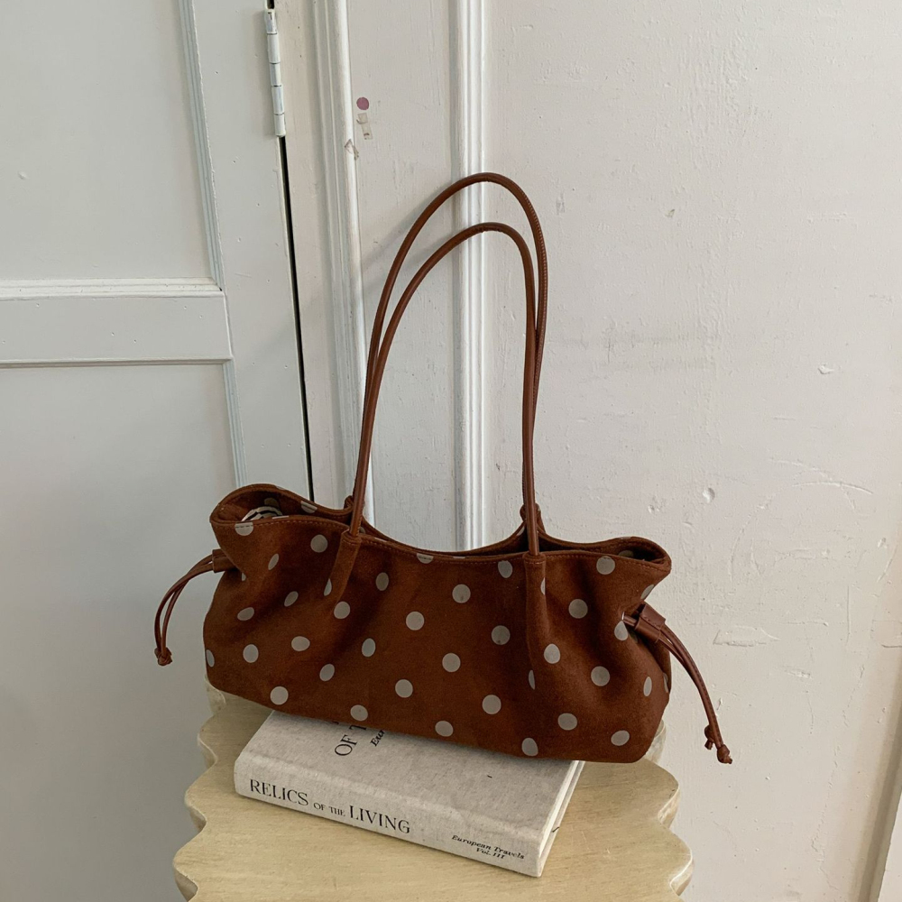 Casual Style Polka Dots Imitation Suede Women's Shoulder Bags 
