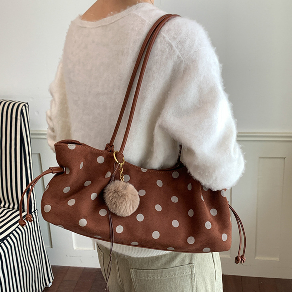 Casual Style Polka Dots Imitation Suede Women's Shoulder Bags Picture5