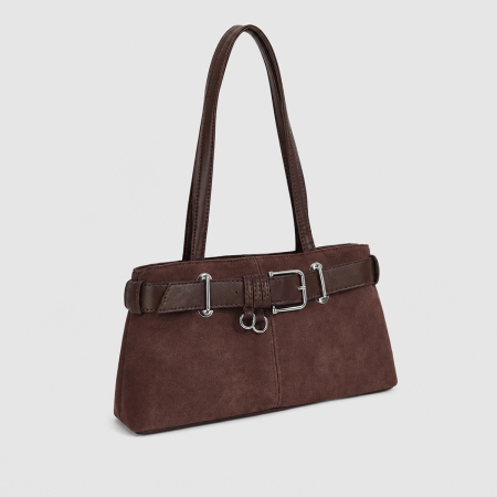 Parisian Chic Style Metal Hardware Solid Color Suede Women's Shoulder Bags 2