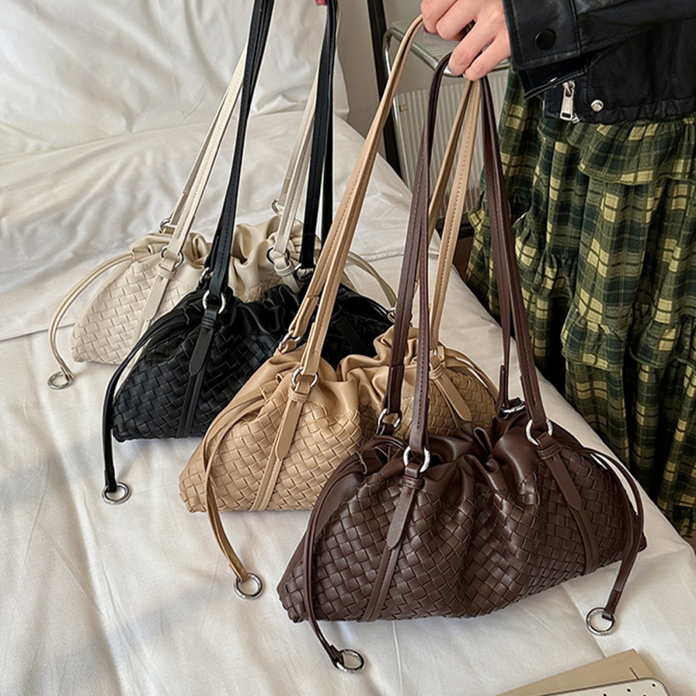 Parisian Chic Style Woven Pu Women's Pillow Bag Picture3