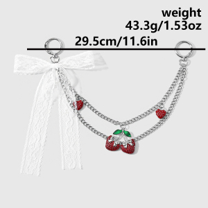 Simple Series Daily Heart Bow Knot Cherry Alloy Bag Charms h5 Picture2