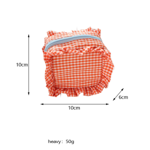 Simple Series Casual Solid Color Plaid Polyester Makeup Bags h5 Picture4