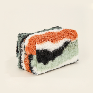 Simple Series Casual Irregular Shape Stripe Mixed Color Imitation Fur Makeup Bags h5 Picture2