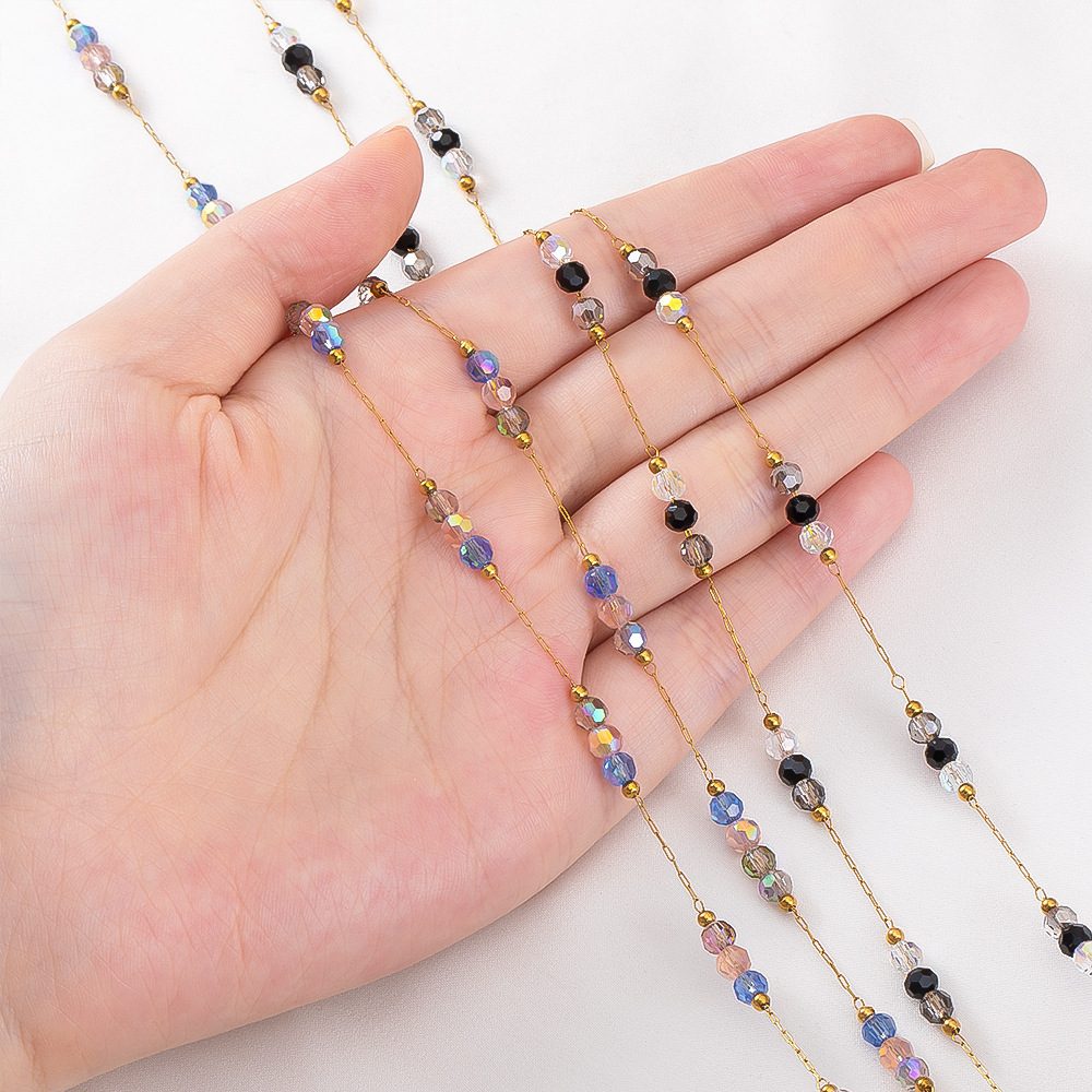 Simple Series Diy Beads Chain Stainless Steel Waterproof Gold Color Stringing Materials
