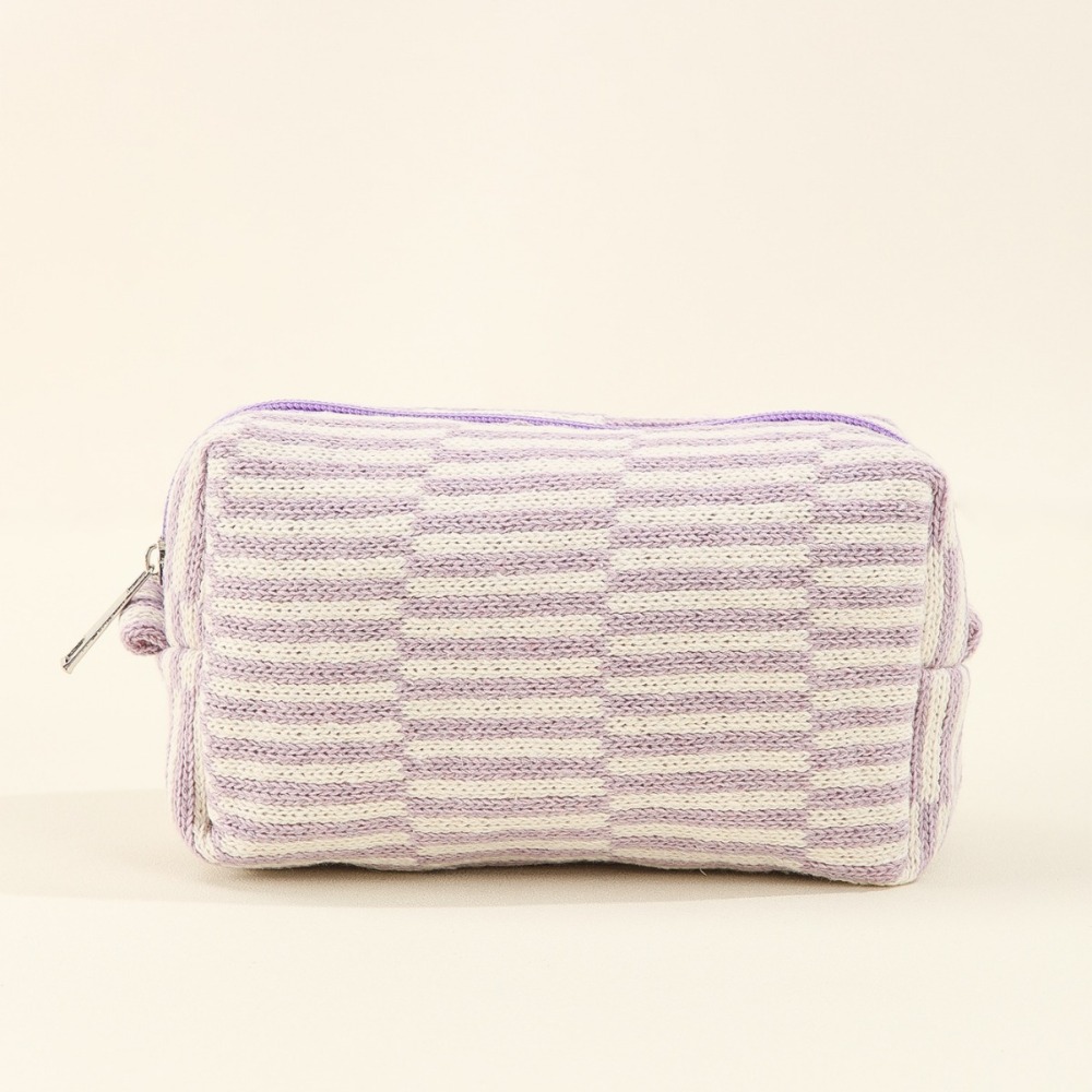 Simple Series Daily Solid Color Plaid Polyester Makeup Bags 