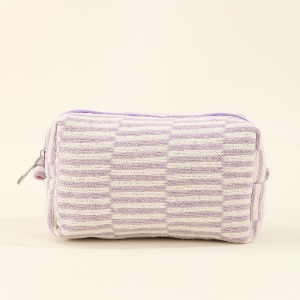 Simple Series Daily Solid Color Plaid Polyester Makeup Bags h5 