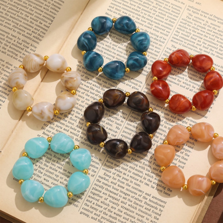 Simple Series Retro Beads Gradient Color Acrylic Women's Beaded Bracelets 2